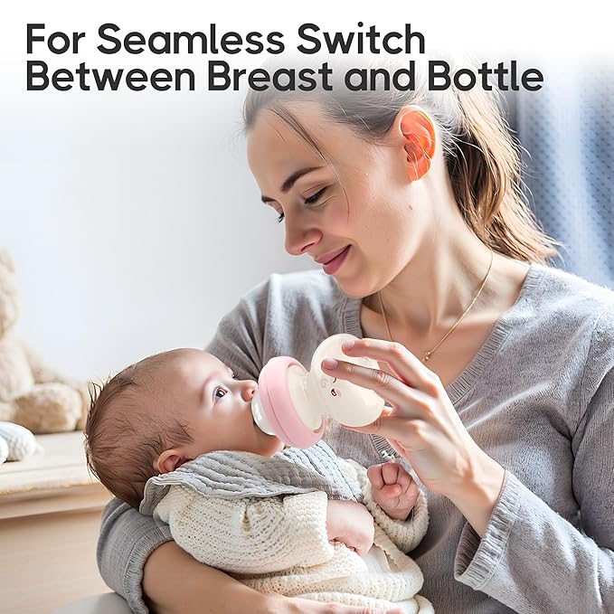 YOHKOH Newborn Glass Baby Bottles with Slow Flow Nipple for 0+ Months, Wide Neck Feeding Bottle, 2.7oz/80ml (Red, 2.7oz (Pack of 2))-BubblyBeeBaby