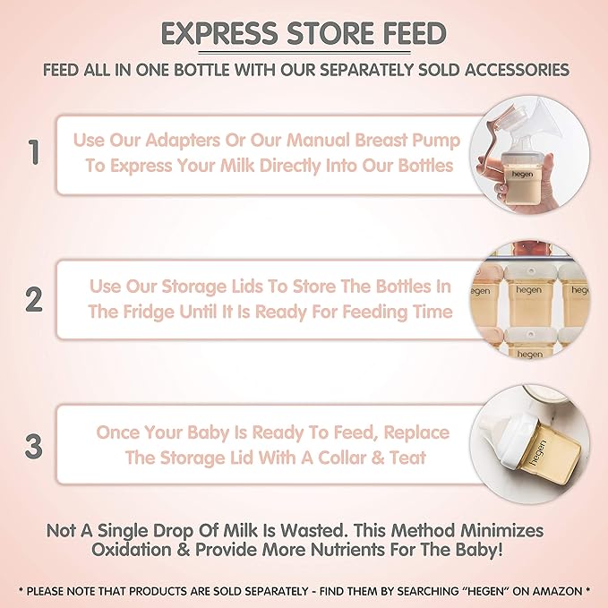 hegen Baby Bottles - Anti Colic Baby Bottles Wide Neck - Breastfeeding System 5 oz with Slow Flow Teats (2 Pack)-BubblyBeeBaby