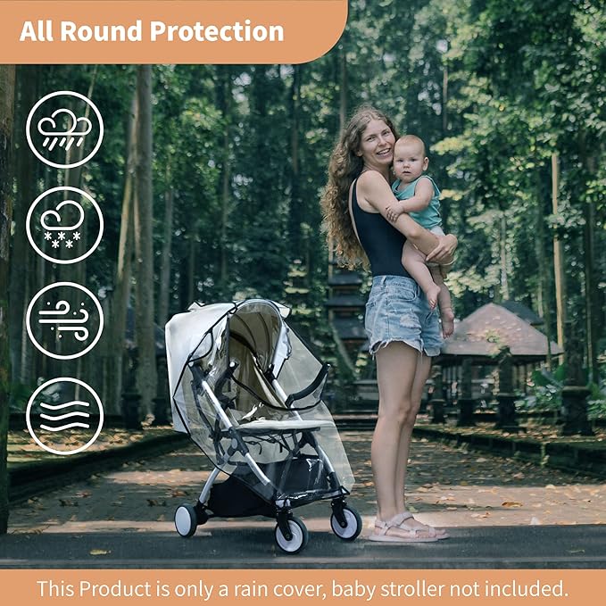 Bemece Stroller Rain Cover Universal Stroller, Travel Weather Shield Windproof and Waterproof Protect from Dust and Snow-BubblyBeeBaby