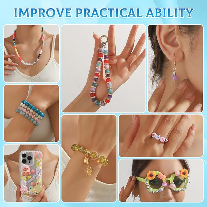 1400pcs Letter Beads, 6x6 mm Acrylic Alphabet Beads, Beads for Jewelry and Bracelet Making, in 28 Grid Box (White and Colorful)-BubblyBeeBaby