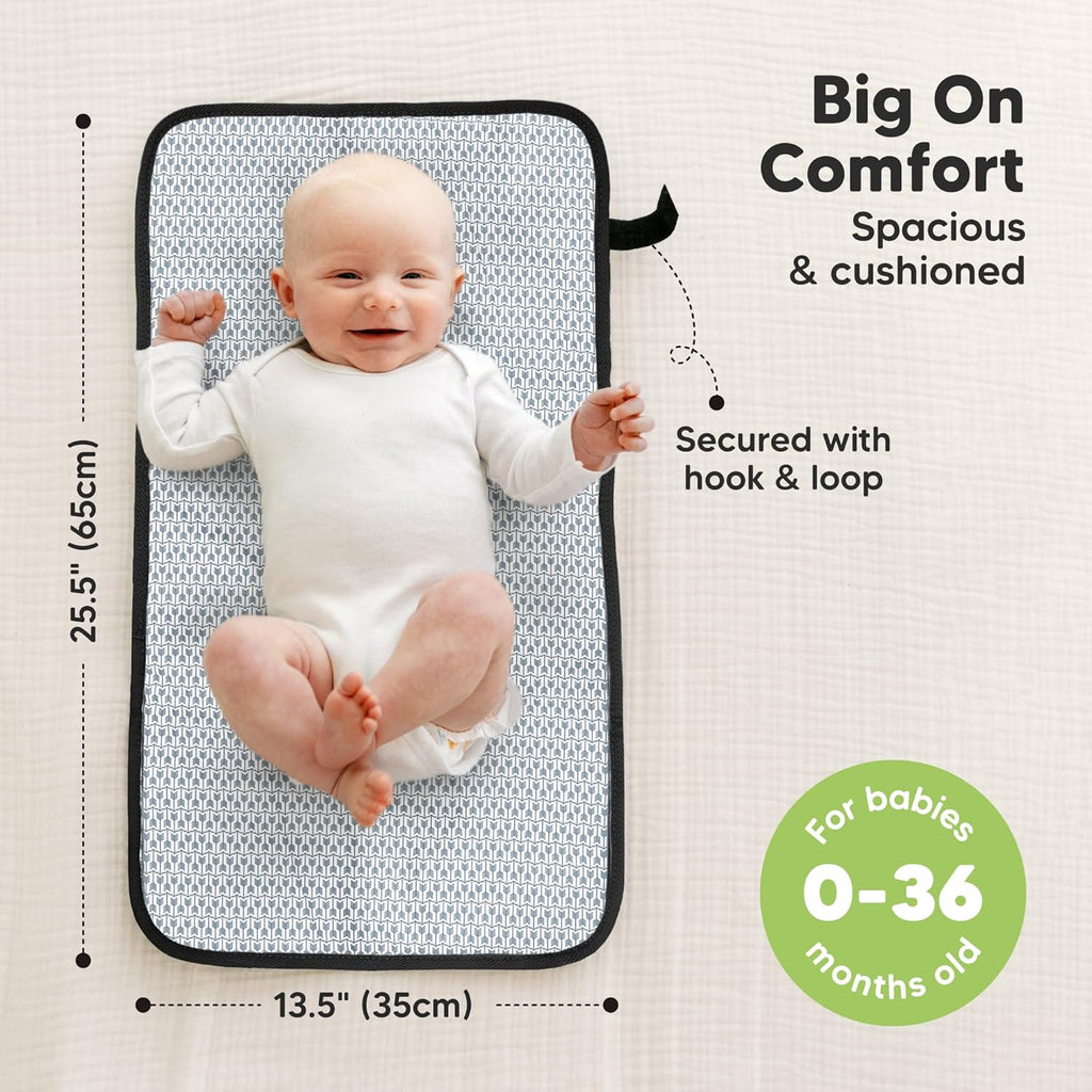 KeaBabies Portable Diaper Changing Pad, Easy Wipe Clean - Foldable Waterproof Baby Changing Mat for Diaper Bag, Compact, Lightweight, 25x13 Baby Changer Travel Essential, Machine Washable (Pixel)