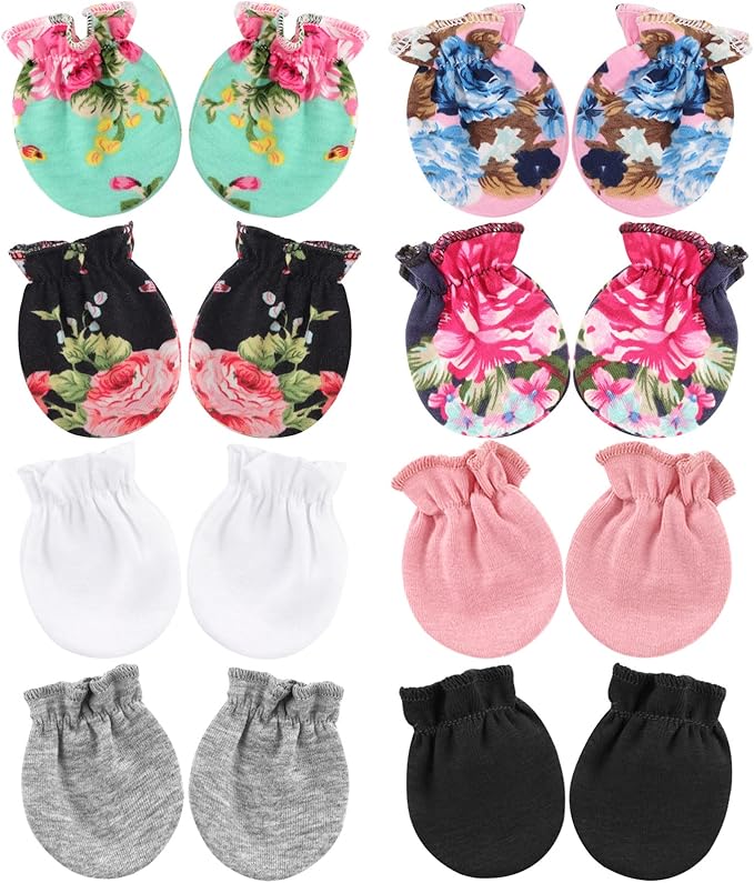 BQUBO Newborn Infant Toddler Mittens No Scratch Cotton Elastic Wrist Gloves Hypoallergenic for 0-6 Months Baby Boys Girls-BubblyBeeBaby