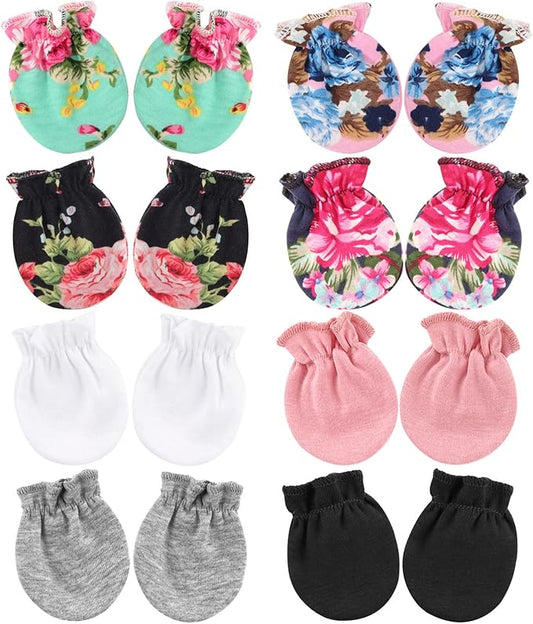 BQUBO Newborn Infant Toddler Mittens No Scratch Cotton Elastic Wrist Gloves Hypoallergenic for 0-6 Months Baby Boys Girls-BubblyBeeBaby