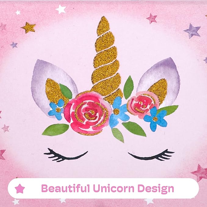 Jewelkeeper Girls Musical Jewelry Box - Durable Pine Fiberboard with Violet Lining - Kids Jewelry Box - The Beautiful Dreamer Tune - Gifts for Girls - Unicorn Jewellery Box - 6x4x3.5in-BubblyBeeBaby