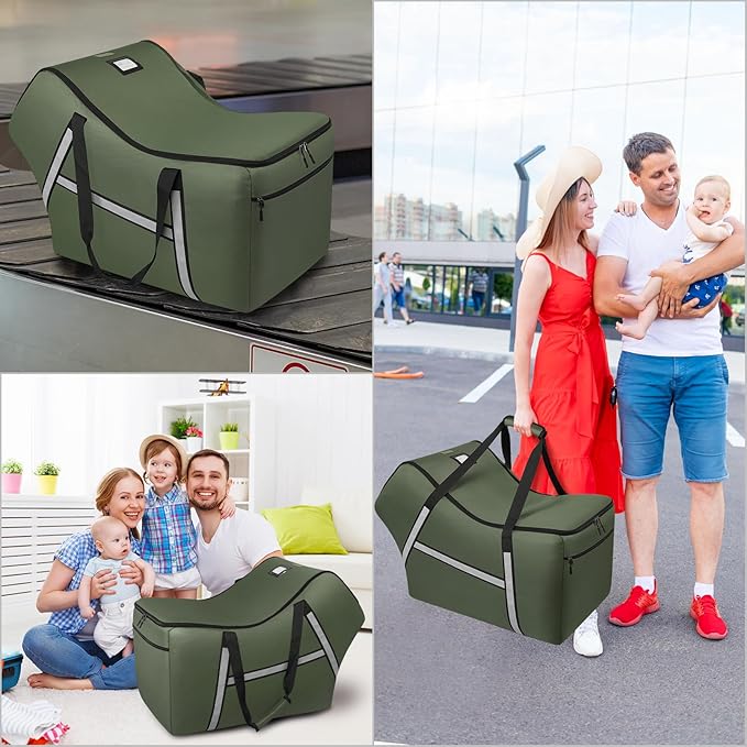 Infant Car Seat Travel Bag for Airplane Compatible with All Nuna Pipa Car Seat and Base,Chicco KeyFit 30 and Base, Padded Car Seat Bags for Air Travel,Car Seat Gate Check Bag with Side Pocket, Green-BubblyBeeBaby