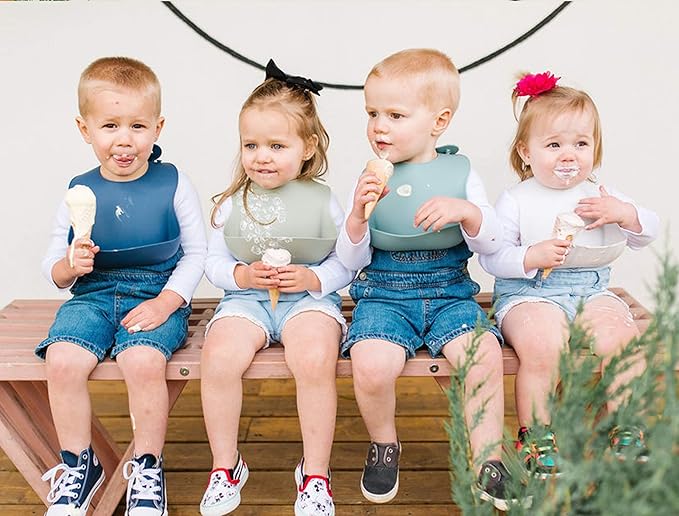 Loulou Lollipop Soft, Waterproof Silicone Feeding Bib-BubblyBeeBaby