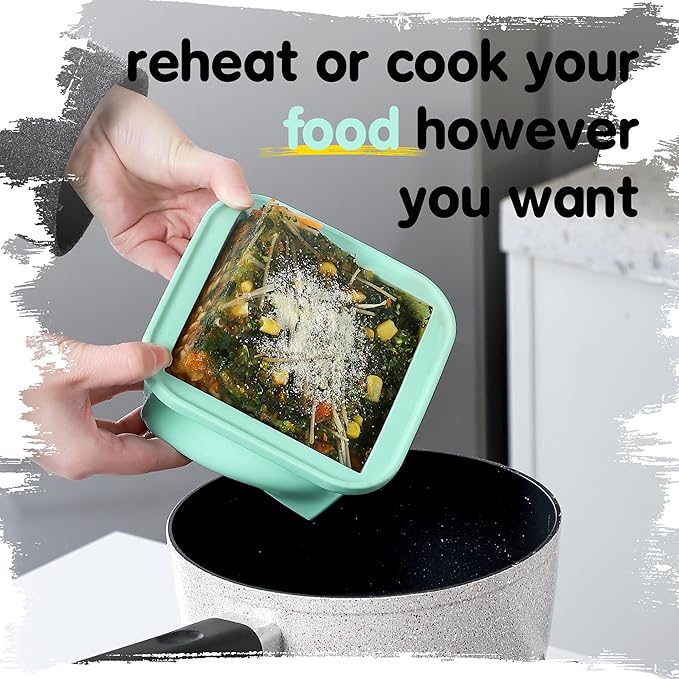 2-Cup Silicone Freezer Trays with Lids – Perfect for Meal Prep, Portion Control, and Easy Freezing-Meal Prep Container Molds for Soup,Leftovers (Bondi Mint, 2 Pack)-BubblyBeeBaby