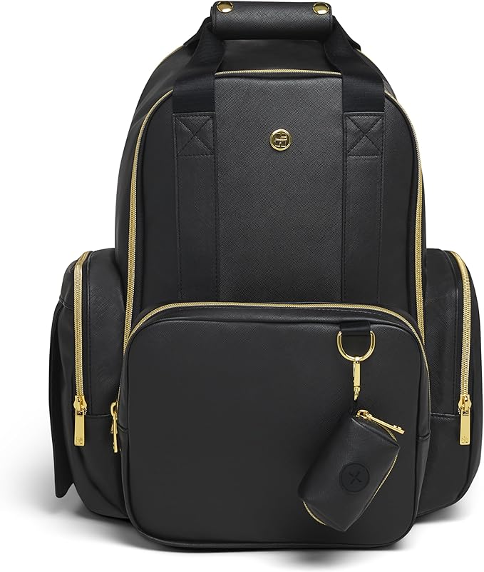 Huggies Signature Hug Pack Diaper Backpack, Black Leather, O/S-BubblyBeeBaby
