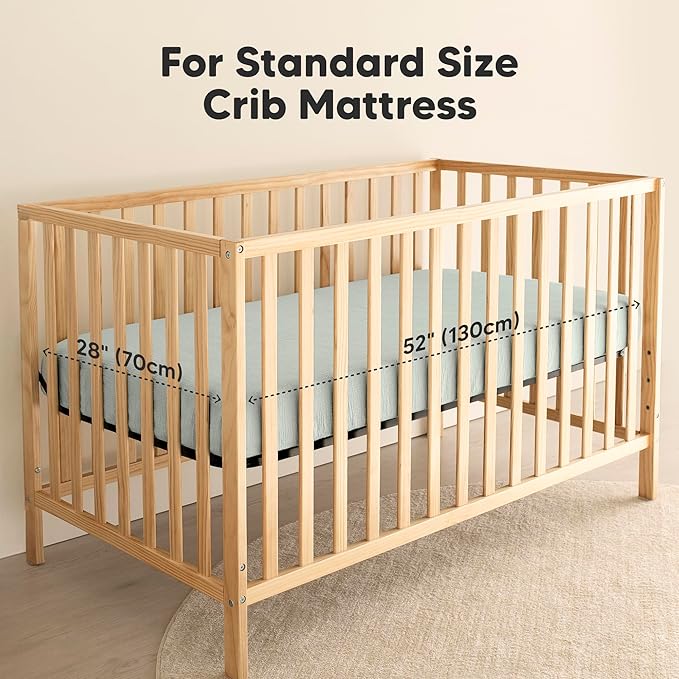 KeaBabies 2-Pack Muslin Crib Sheets for Boys, Girls - 100% Organic Cotton Fitted Baby Crib Mattress Sheet, Soft Breathable Standard Toddler Bed Cover Bedding Set, Neutral, Durable 52x28 (Willow)-BubblyBeeBaby