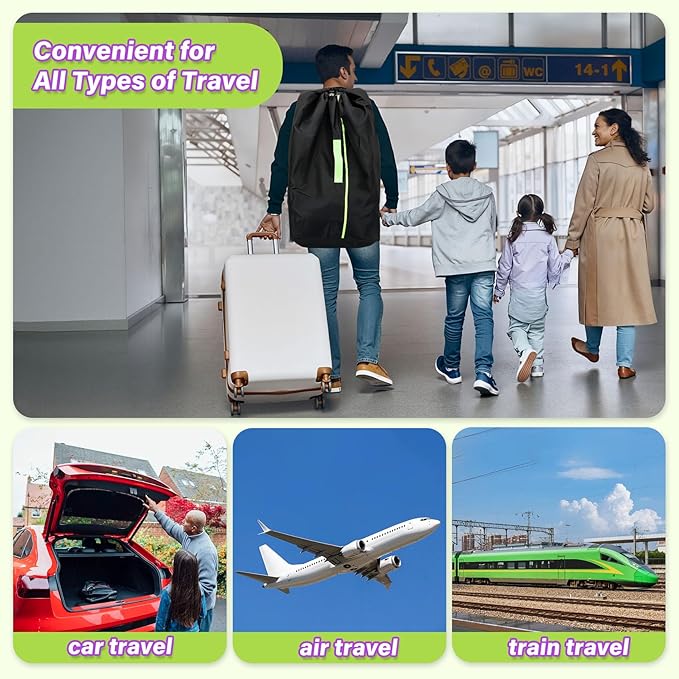 Car Seat Travel Bag for Airplane: Carseat Bags for Air Travel, Waterproof Durable Carrier Cover for Infant & Toddler Car Seats,Portable Carseat Cover with Shoulder Straps and 2 Luggage Tags-BubblyBeeBaby