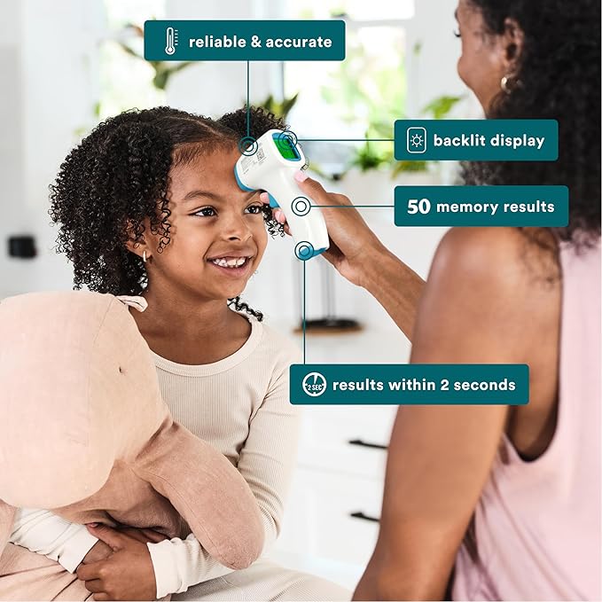HoMedics Non-Contact Infrared Forehead Thermometer, Clinically Proven Fast Accurate Results, High-Fever Alert with 4-in-1 Readings-BubblyBeeBaby