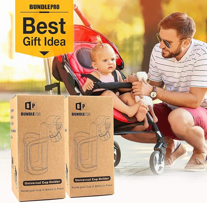 Pack of 2 Stroller Cup Holders, Universal Drinks Holder for Bikes, Trolleys or Walkers-BubblyBeeBaby