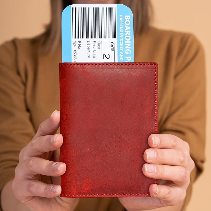 HIFA Leather Passport Holder, Handmade Passport Cover with Card and Ticket Slot - Genuine Leather, Elegant Design, Easy Access - Passport Case, Passport Wallet, Passport Holder-BubblyBeeBaby