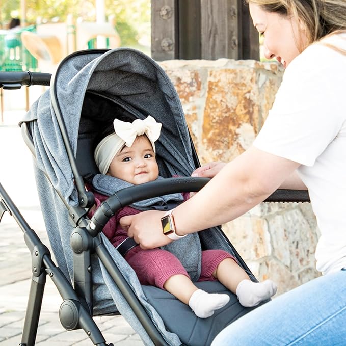 Mompush Wiz 2 in 1 Baby Stroller with Bassinet Mode, Convertible Infant Stroller for Newborn and Toddler with Reversible Seat and Large UPF 50+ Canopy-BubblyBeeBaby