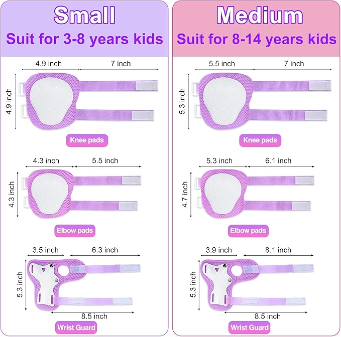 Kids Bike Helmet with DIY Stickers and Knee Pads Elbow Pads Wrist Guard Set for Ages 3-8-14 Toddler Boys Girls Helmet for Roller Skates Cycling Skateboarding Bicycle Scooter-BubblyBeeBaby