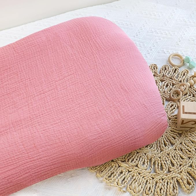 Hooyax Muslin Baby Lounger Cover Soft Organic Cotton Slipcover Fits Newborn Lounger for Baby Boys and Girls (Flesh Pink)-BubblyBeeBaby