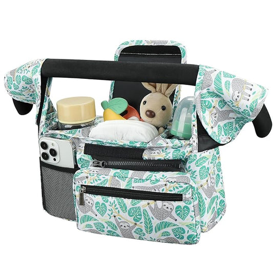 Accmor Universal Stroller Organizer with Insulated Cup Holder Detachable Phone Bag and Shoulder Strap,Stroller Bag Caddy Organizer Fits for Uppababy, Baby Jogger, Britax Strollers-BubblyBeeBaby