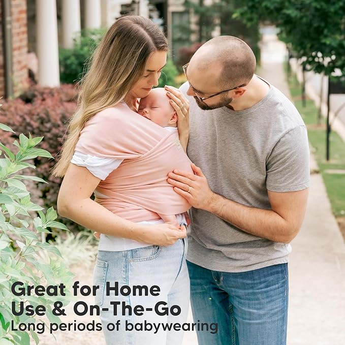 KeaBabies Baby Wrap Carrier - All in 1 Original Baby Carrier Newborn to Toddler Sling, Easy to Wear, Hands Free Bonding, Lightweight, Breathable Infant Wraps (Dusty Pink)-BubblyBeeBaby