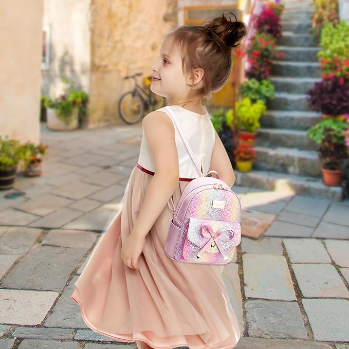 I IHAYNER Girls Bowknot Cute Leather Backpack Mini Backpack Purse for Women-BubblyBeeBaby