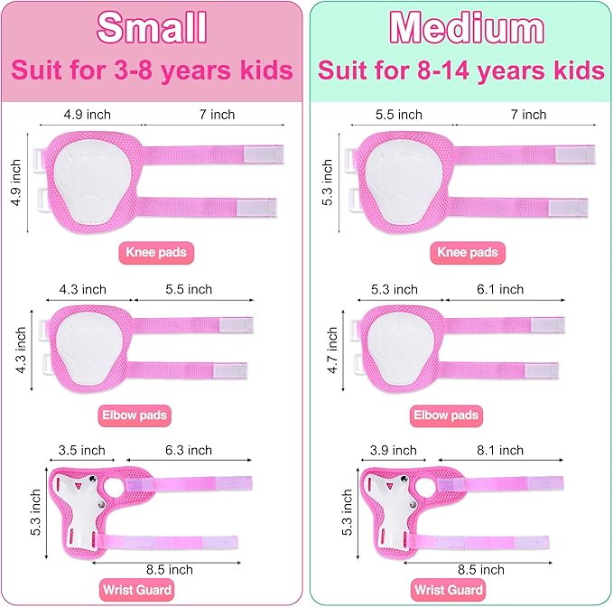 Kids Bike Helmet with DIY Stickers and Knee Pads Elbow Pads Wrist Guard Set for Ages 3-8-14 Toddler Boys Girls Helmet for Roller Skates Cycling Skateboarding Bicycle Scooter-BubblyBeeBaby