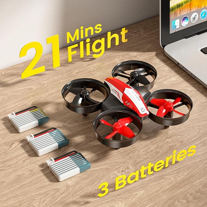 Holy Stone Mini Drone for Kids and Beginners RC Nano Quadcopter Indoor Small Helicopter Plane with Auto Hovering, 3D Flips, Headless Mode and 3 Batteries, Great Gift Toy for Boys and Girls, HS210 Red-BubblyBeeBaby