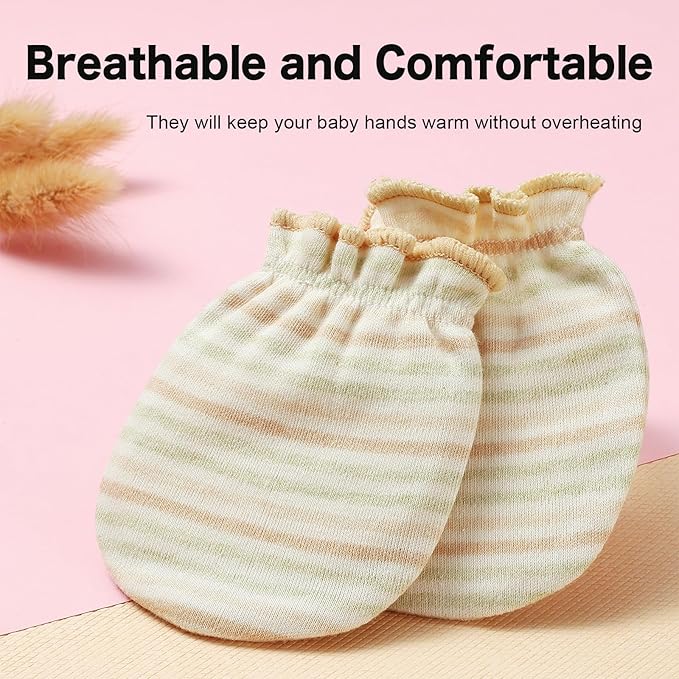 Newborn Mittens No Scratch 100% Cotton Mitts Boy Girl baby mittens 0-6 months 6 Pack-BubblyBeeBaby
