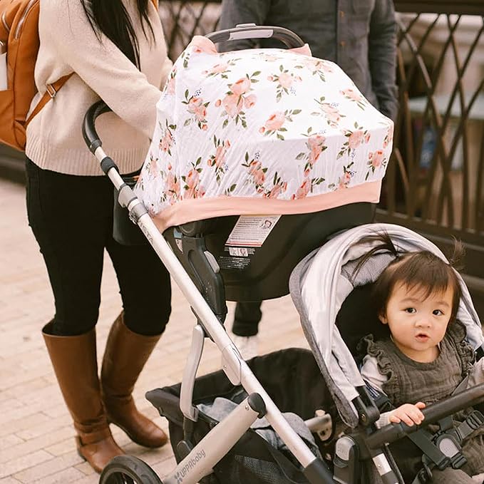 Little Unicorn Breathable Car Seat Canopy | Magnetic Closure & Universal Fit | Cover Baby from Elements (Watercolor Roses)-BubblyBeeBaby