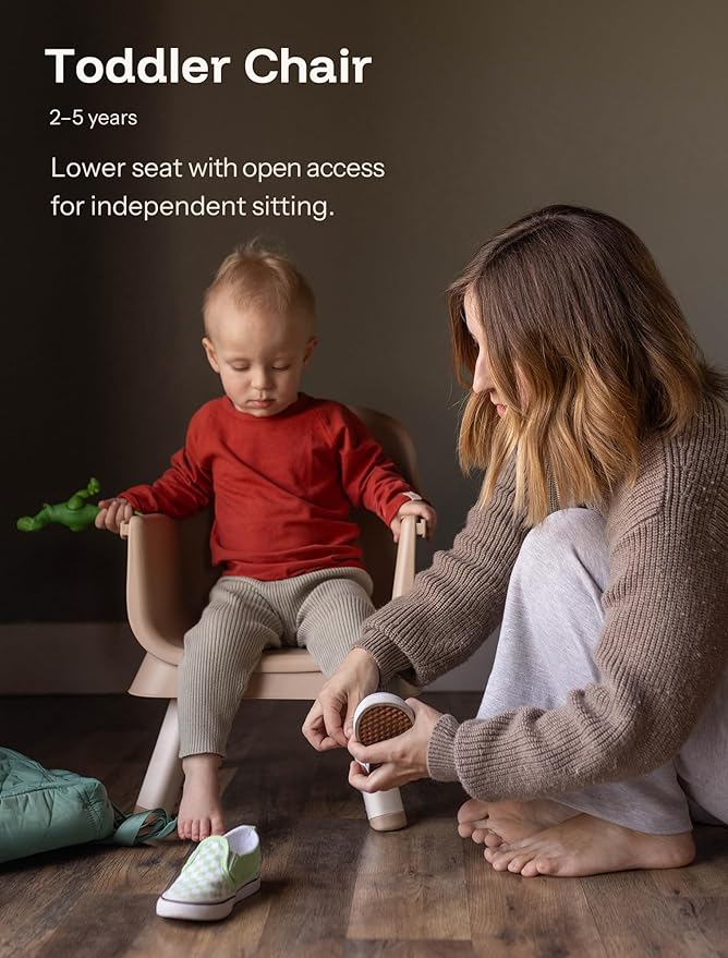 HARPPA 6 in 1 Baby High Chair, Convertible Infant Feeding Chair for Babies & Toddlers Table, Dining Booster Seat with Removable Tray, Khaki-BubblyBeeBaby