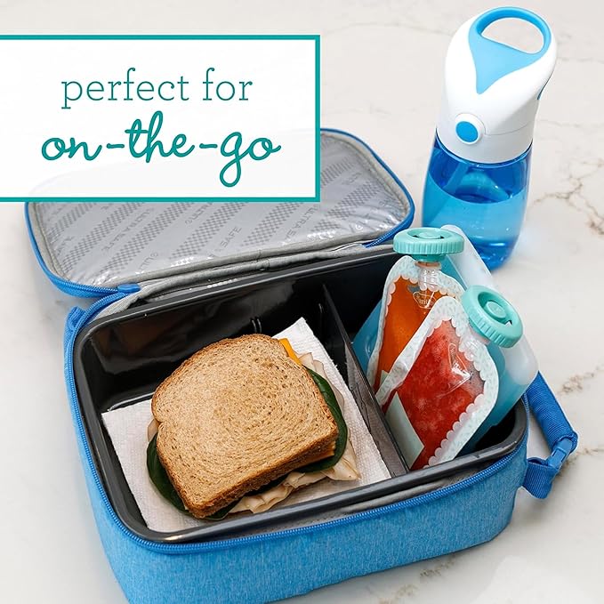 Infantino Squeeze Station, Baby Food Maker & Pouch Filler, Fill 3 Reusable Pouches at Once, Easy to Use, Dishwasher Safe, Homemade Baby Food Prep Essential, Teal-BubblyBeeBaby