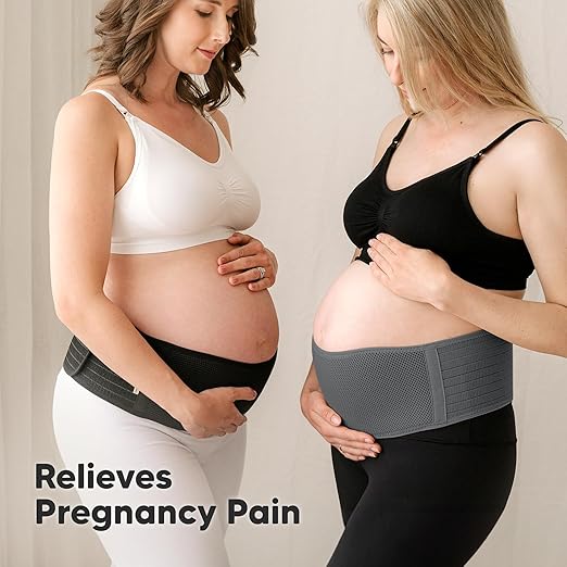 KeaBabies Maternity Belly Bands for Pregnant Women - Soft & Breathable Pregnancy Belly Support Band, Adjustable Maternity Belt for Back, Pelvic Support, Comfortable, Easy to Use (Mystic Gray, M/L)-BubblyBeeBaby