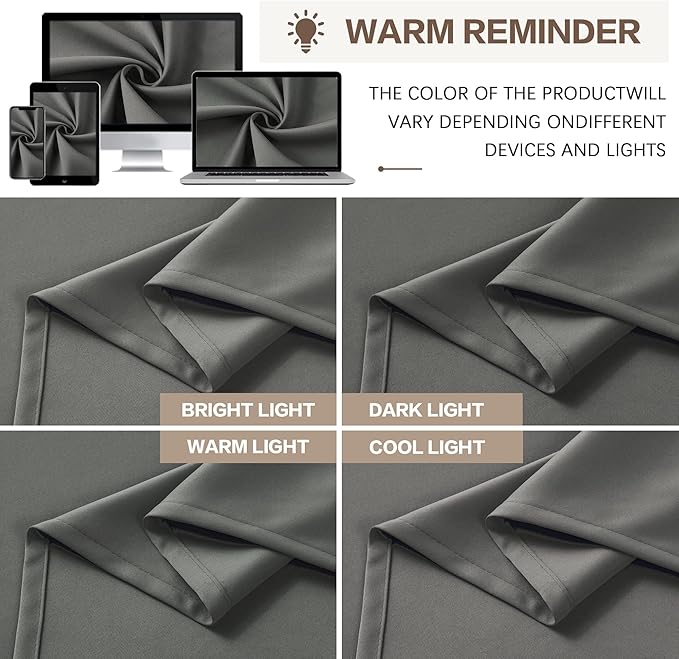 KEQIAOSUOCAI Pinch Pleated Wide Drapes 108 Inches Long,80 Inch Wide Each Panel Sliding Door Curtains with Hooks, Thermal Insulated Room Divider Large Draperies 2 Panels Grey W80 x L108-BubblyBeeBaby