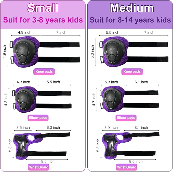 Kids Bike Helmet with DIY Stickers and Knee Pads Elbow Pads Wrist Guard Set for Ages 3-8-14 Toddler Boys Girls Helmet for Roller Skates Cycling Skateboarding Bicycle Scooter-BubblyBeeBaby