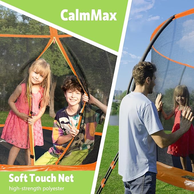 14FT 12FT 10FT 16FT Trampoline with Safety Enclosure, Anti-Rust Coating – ASTM Certified, Heavy-Duty Outdoor Trampoline with Ladder – for Kids & Adults-BubblyBeeBaby