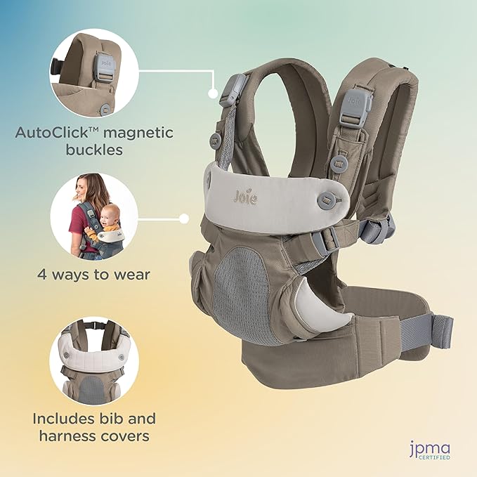 Joie Savvy lite 3-in-1 Baby Carrier – Lightweight, Ergonomic Baby Carrier with 3 Carry Positions, Padded Straps, and Lumbar Support (Cobblestone)-BubblyBeeBaby