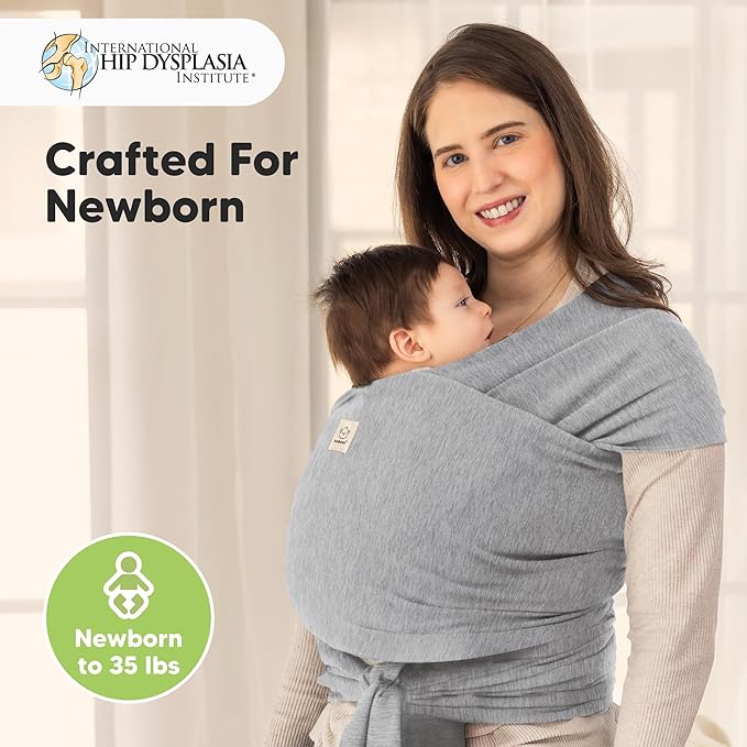 KeaBabies Baby Wrap Carrier - All in 1 Original Baby Carrier Newborn to Toddler Sling, Easy to Wear, Hands Free Bonding, Lightweight, Breathable Infant Wraps (Classic Gray)-BubblyBeeBaby
