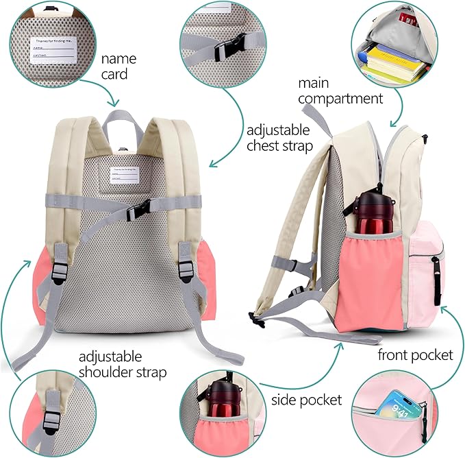 Kids Backpack for Girls: Girls Backpack 6-10 - Kindergarten Elementary School Bookbag for Girl-BubblyBeeBaby