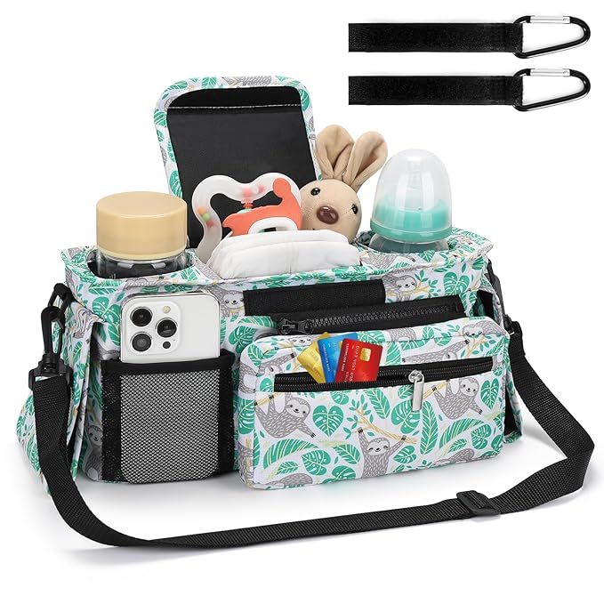 Accmor Universal Stroller Organizer with Insulated Cup Holder Detachable Phone Bag and Shoulder Strap,Stroller Bag Caddy Organizer Fits for Uppababy, Baby Jogger, Britax Strollers-BubblyBeeBaby