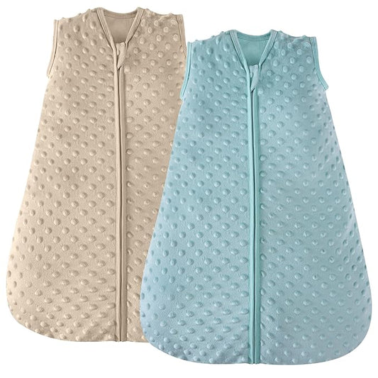 JELLYMONI Fleece Baby Sleep Sack 0-6 Months, 1.5 Tog Warm Winter Baby Wearable Blanket with Plush Dots and 2-Way Zipper, Cotton Toddler Sleep Sack-BubblyBeeBaby