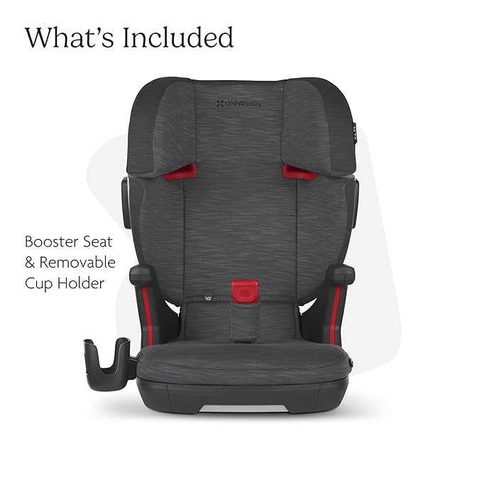 UPPAbaby Alta V2 High Back Booster Seat/Seven-Position, Active Support Headrest for Growing Children/SecureFit Integrated Belt Guide + Positioner/Cup Holder Included/Greyson (Grey Mélange)-BubblyBeeBaby
