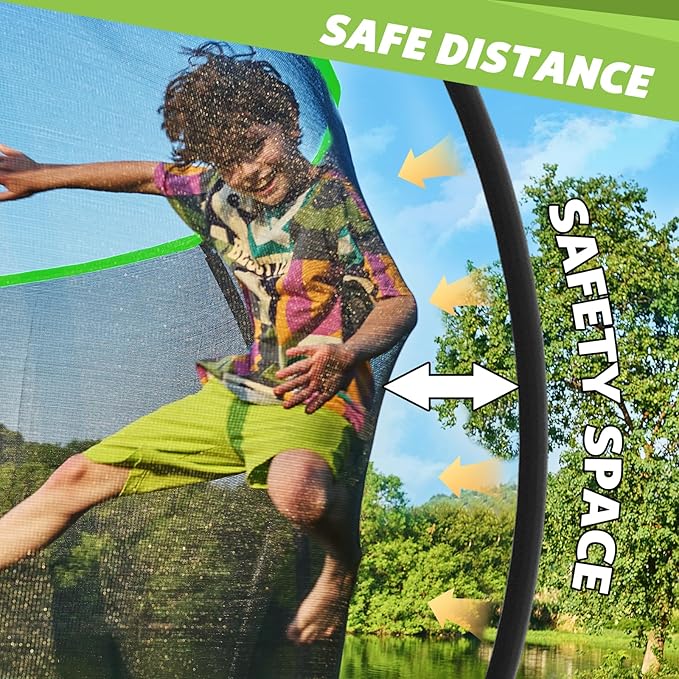 14FT 12FT 10FT 16FT Trampoline with Safety Enclosure, Anti-Rust Coating – ASTM Certified, Heavy-Duty Outdoor Trampoline with Ladder – for Kids & Adults-BubblyBeeBaby
