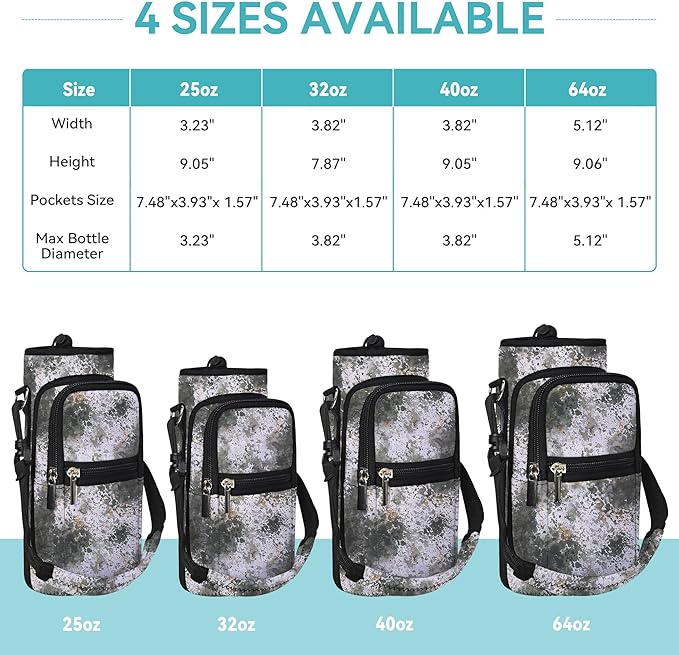 icolor Water Bottle Carrier Bag with Strap 25/32/40 oz Crossbody Bottle Holder with Phone Pocket Sling Sleeve Insulated Neoprene Water Bottle Pouch for Walking Travelling-BubblyBeeBaby