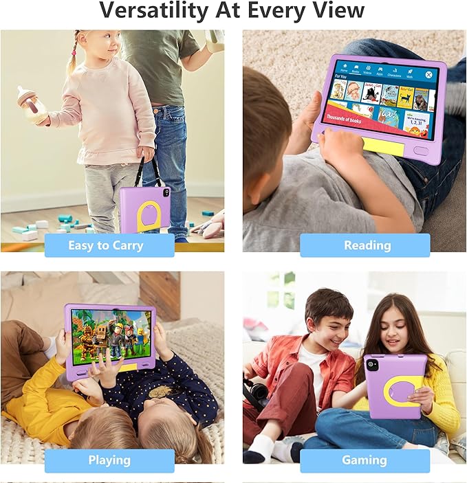 10.1 Inch Kids Tablet with Shockproof Case | Android 14, 64GB+8GB RAM, 12H Battery | Parental Control, Google Kids Space & Preloaded Educational Apps | WiFi 6, HD Display, Ages 3-12-BubblyBeeBaby