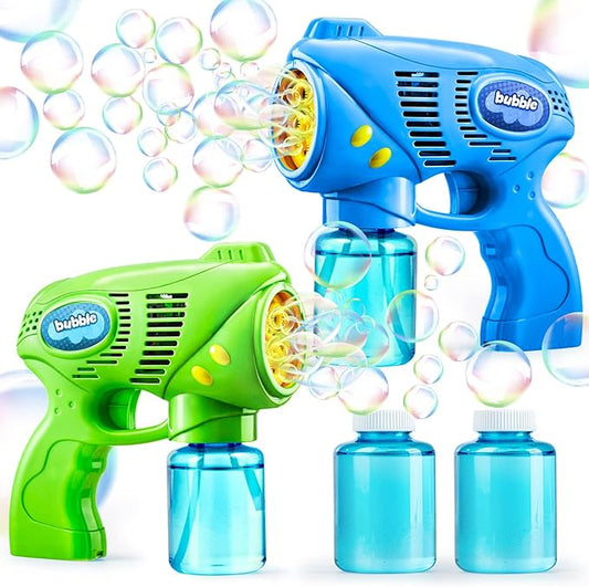 JOYIN 2 Kids Bubble Gun with 2 Bottles Refill Solution, Bubble Machine Gun for Toddlers 1-3 Kids 4-8, Party Favors, Summer Toy, Outdoors, Easter, Birthday Gift-BubblyBeeBaby