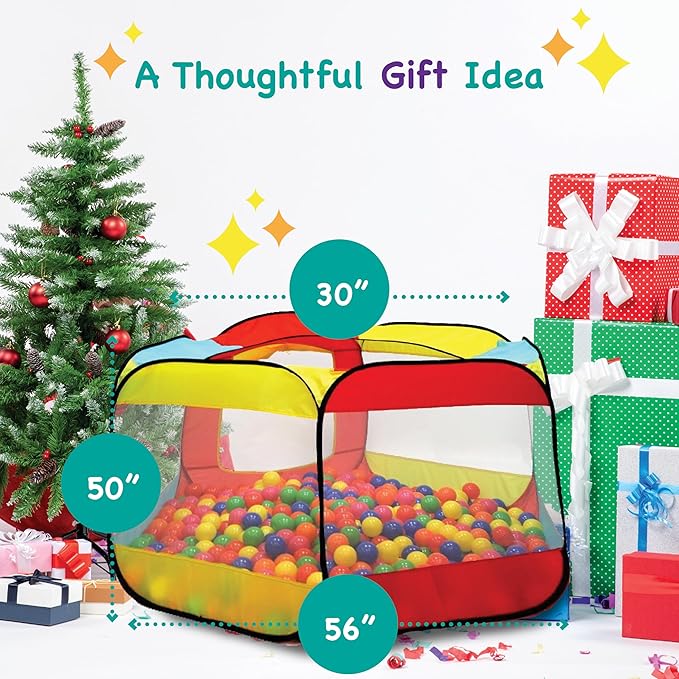 Kids Ball Pit Pop Up Large Tent for Toddlers - Indoor & Outdoor Gift Toys for Infants Girls & Boys, Baby Playpen with Zipper Storage Bag, BallPit Balls Not Included-BubblyBeeBaby