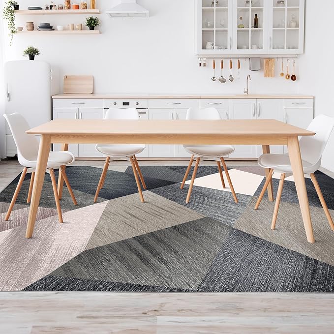 HOMFINE Washable Modern Area Rug - Geometric Style 10x14 Rugs for Living Room, Bedroom, Machine Washable Rug Soft Non Slip Non Shedding Area Rug - Green, 10'x14'-BubblyBeeBaby