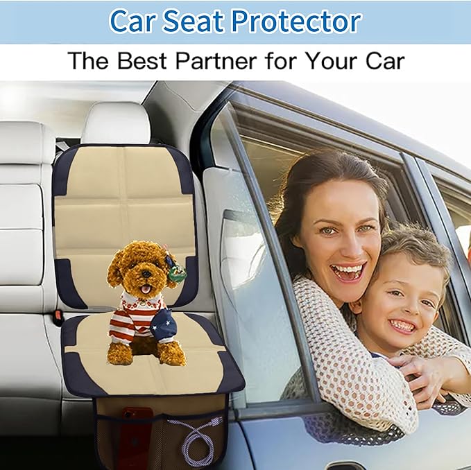 Car Seat Protector for Child Car Seat, 2 Pack Baby Car Seat Covers with Mesh Pockets & Non-Slip Backing 600D Durable Seat Protector-BubblyBeeBaby