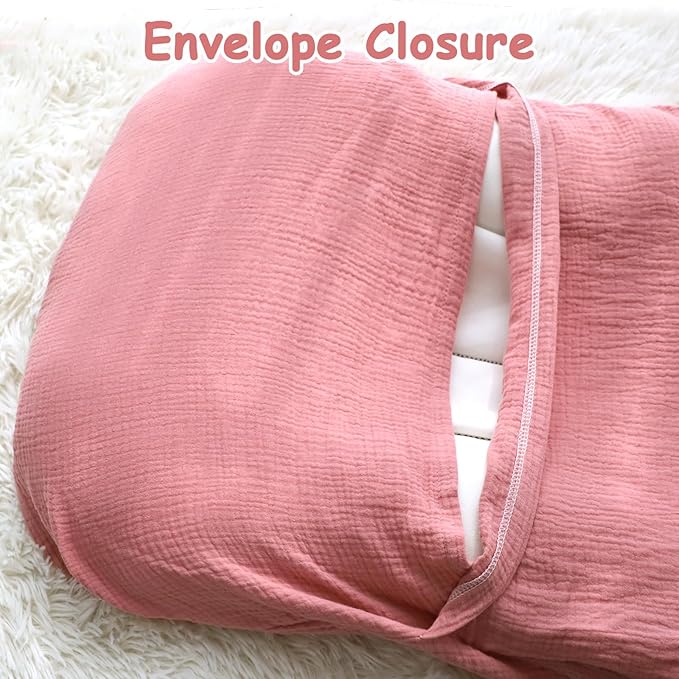 Hooyax Baby Lounger Cover 2 Pack - 100% Muslin Cotton Newborn Lounger Pillow Covers Only, Soft Breathable Infant Lounger Cover with Reinforced Stitching, Fits Most Standard Baby Loungers (Grey Pink)-BubblyBeeBaby