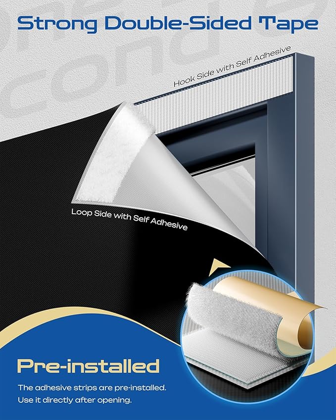 23" W x 60" L 100% Portable Blackout Curtains, Total Darkness No-Drill Black Out Window Cover,Temporary Blackout Shades with Hook & Loop Tape, for Bedroom, Nursery, Dorm, Travel (Black)-BubblyBeeBaby