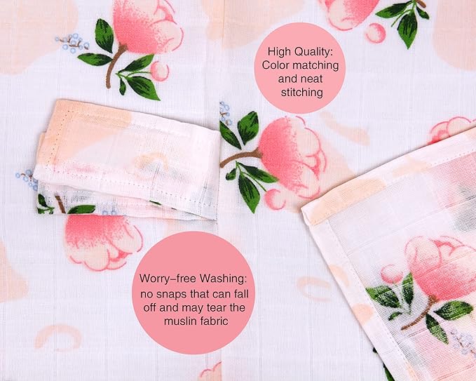 Rquite Car Seat Covers for Babies - 100% Muslin, Lightweight, Soft, Breathable Baby Carrier Cover - Summer Stroller Canopy (Pink Flower)-BubblyBeeBaby