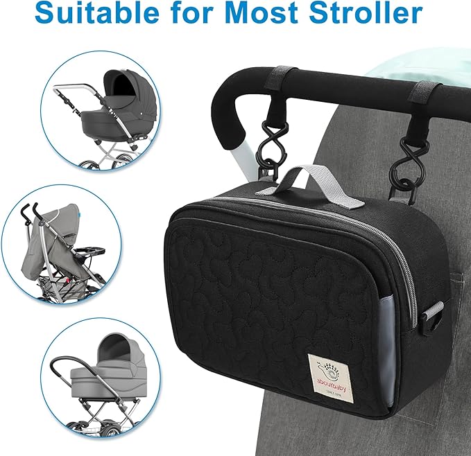 Accmor Stroller Organizer, Universal Stroller Organizer with Insulated Cup Holder Pocket, Dual Purpose Large Capacity Stroller Bag Caddy, Stroller Accessories Fits for Uppababy, Doona, Nuna Strollers-BubblyBeeBaby